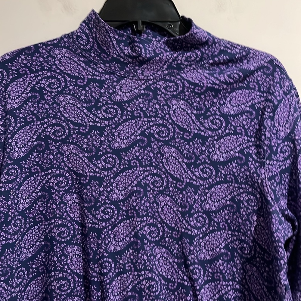 Lands End purple paisley floral top. Size large. - Picture 2 of 6